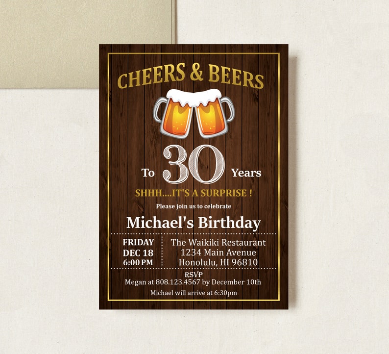 Cheers and Beers to 30 years 30th Birthday Invitation for