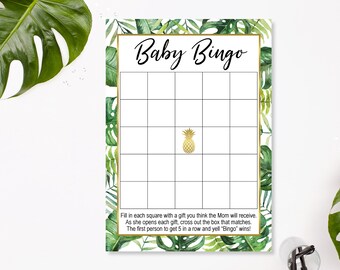Baby Shower Bingo Cards Tropical Baby Shower Game Hawaii Luau Baby Shower Game Printable NOT Editable C85