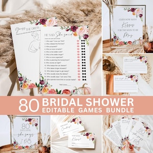 Editable Fall Bridal Shower Games Bundle Pumpkin Floral Bridal Shower Game Burgundy Blush Orange Flowers Bridal Game Template Corjl 0131