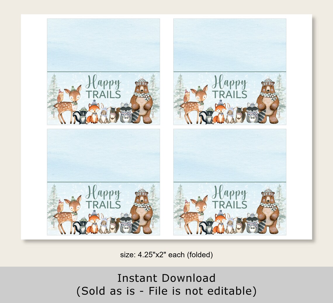 Woodland Treat Bag Topper Trail Mix Bag Toppers Winter - Etsy