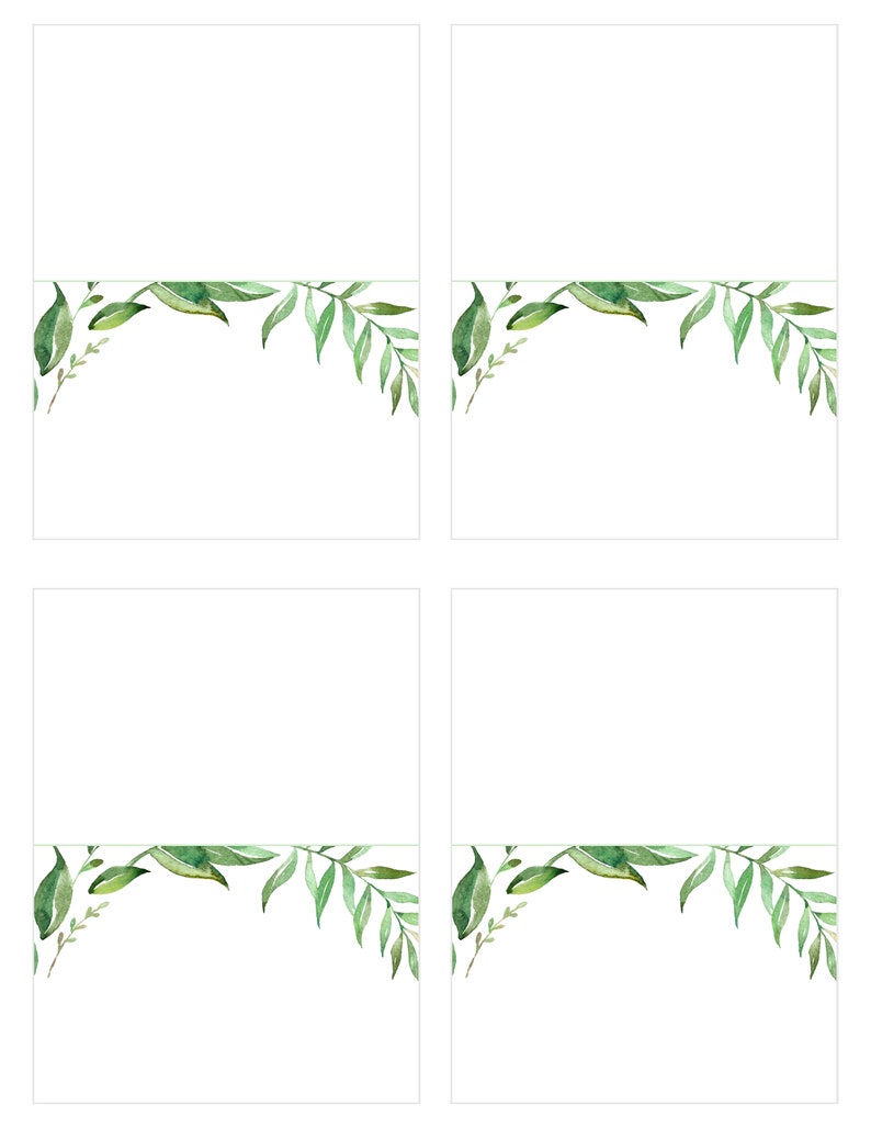 Greenery Food Label Place Card Template 100 Editable Etsy