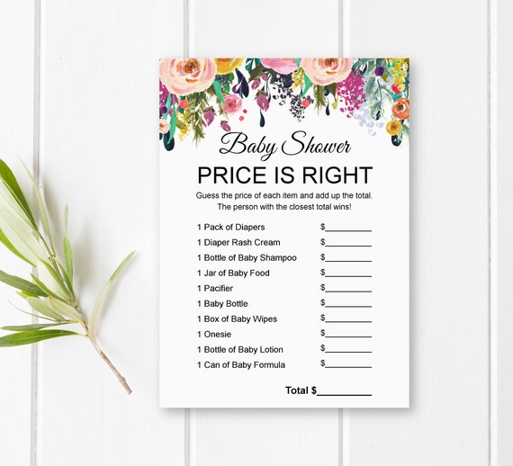 The Price is Right Baby Shower Game Wildflowers Baby Shower Game
