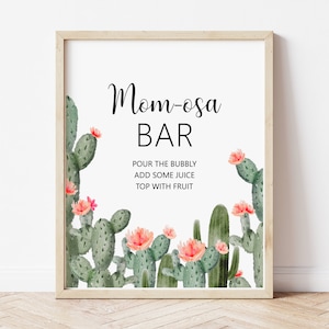 Momosa Bar Sign Cactus Baby Shower Boho Fiesta Baby Shower Mimosa Bar Sign Printable NOT Editable C92 image 1