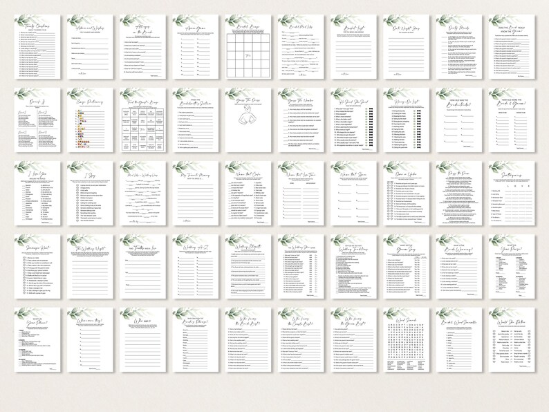 Editable Bridal Shower Game Greenery Bridal Party Games Wedding Shower