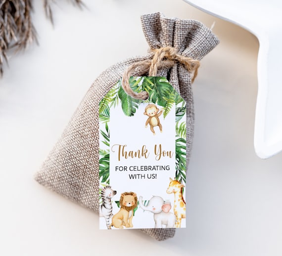 Jungle Baby Shower Favor Tags Safari Animals Baby Shower Thank You Tags Gift Tags Printable Gender Neutral NOT Editable A95 C94 Il_570xn