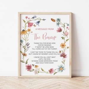 Message From The Bump Sign Wildflower Baby Shower Sign Baby In Bloom Garden Baby Shower Floral Baby Shower Game Printable NOT Editable 0123