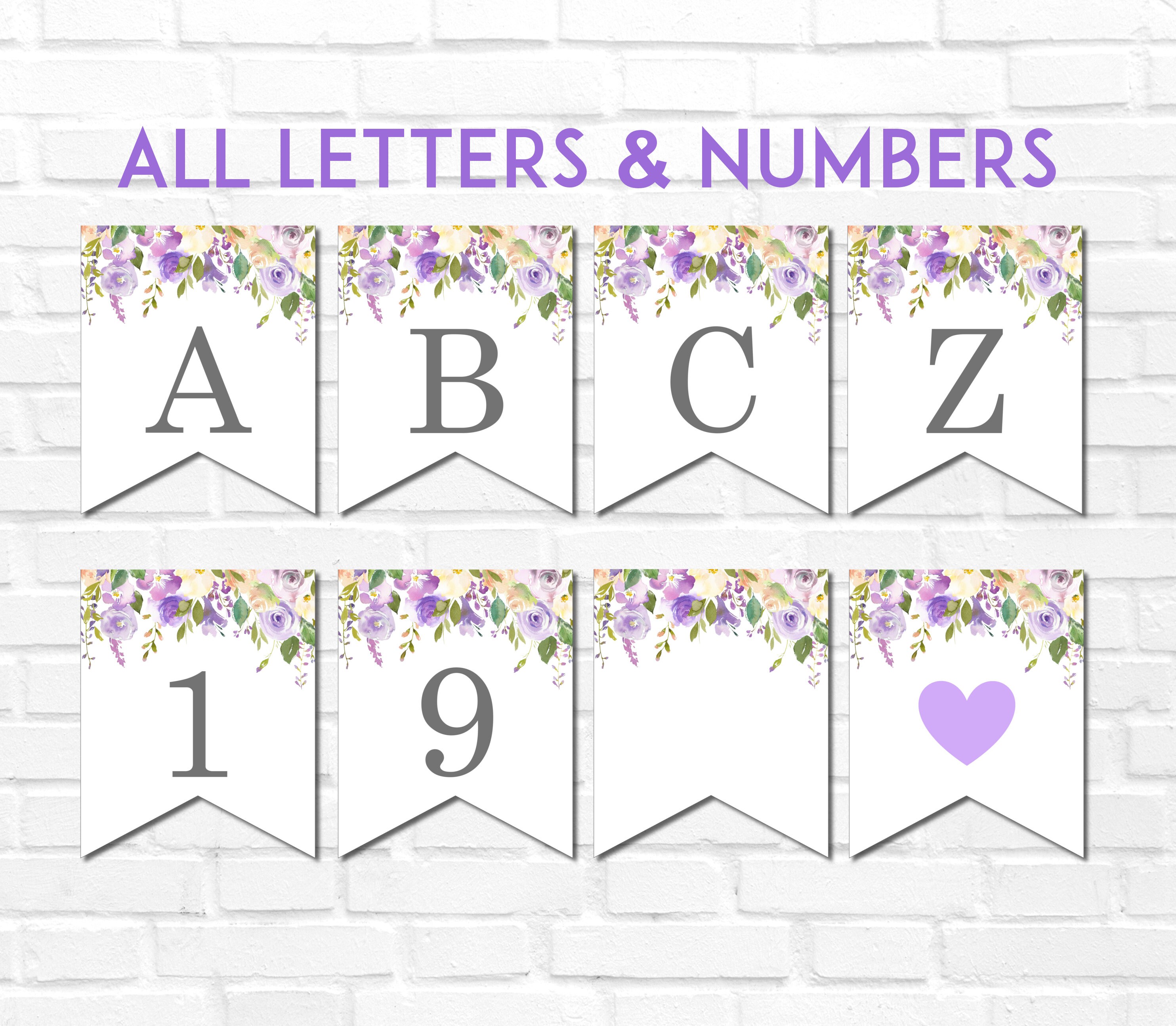 All Letters and Numbers: Purple & Pink Printable Floral Banner – Lively  Decor & Joy