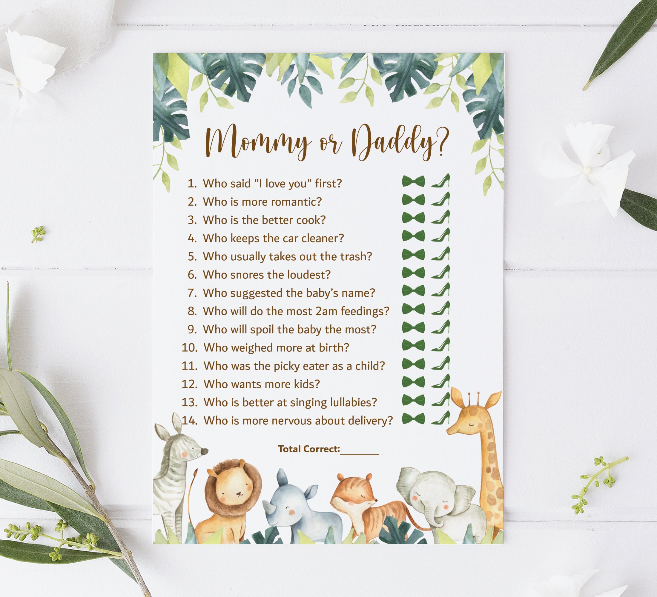 Jungle Baby Shower Games Printable Safari Baby Shower Game | Etsy