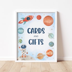 Karten und Geschenke Schild Weltraum Thema Geburtstag Galaxy Geburtstag Astronaut Party Weltraum Babyparty Dekor Printable NICHT bearbeitbar A13 C13
