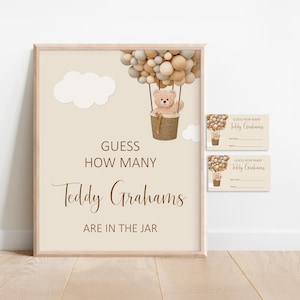 Bear Guess How Many Bears Game Teddy Bear Baby Shower Game We Can Bearly Wait Baby Shower Game Printable Brown Bear Balloon NOT Editable C14
