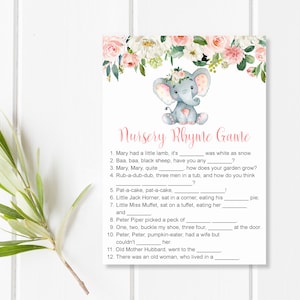 Elephant Baby Shower Games Printable Game Bundle Pink Elephant Girl ...