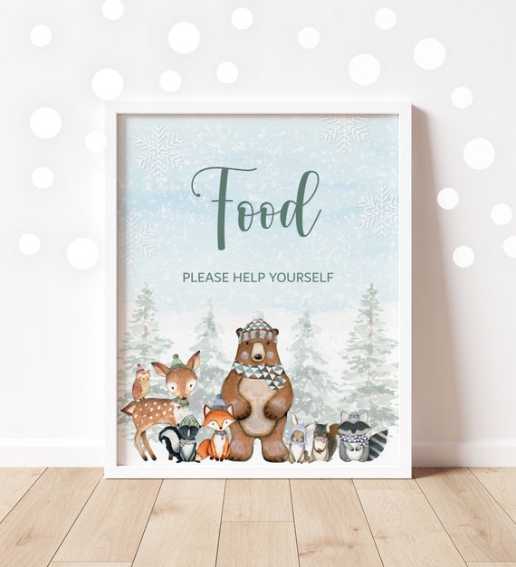 Woodland Party Food Table Sign Woodland Baby Shower Winter Woodland Animals Baby Shower Forest Party Sign Decor Printable NOT Editable A1 C4 Il_570xn