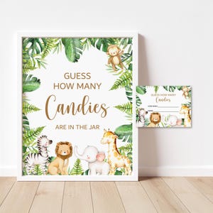 Guess How Many Candies Are In The Jar Game Jungle Baby Shower Jungle Animals Safari Baby Shower Game Printable Tropical NOT Editable 0127