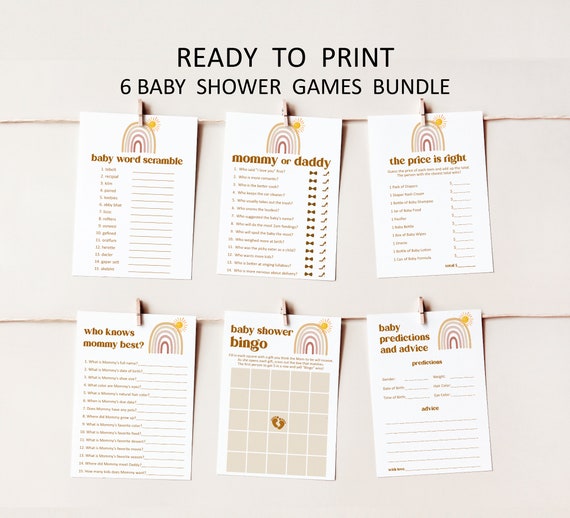 Rainbow Baby Shower Games Printable Boho Rainbow Baby Shower