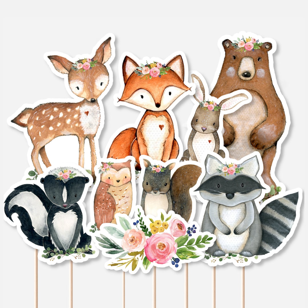 PRINTABLE Girl Woodland Animals Cutouts Woodland Baby Shower ...