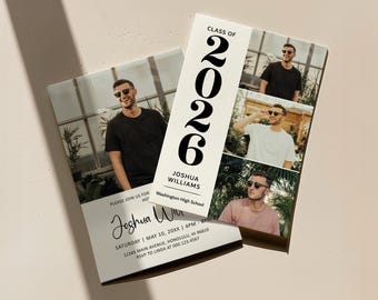 Editable Class of 2026 Graduation Announcement Template Senior Announcement Graduation Invitation Bold Graduation Photo Card Corjl 0143