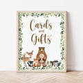 Cards and Gifts Sign Woodland Baby Shower Greenery Forest Animals Party Table Sign Printable  0120