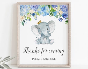 Thanks For Coming Sign Elephant Baby Shower Sign Birthday Sign Thank You Sign Please Take One Favors Sign Printable NOT Editable A84 C77