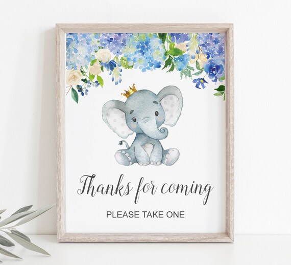 Instant Download Baby Shower Sign Baby Boy Print Personalized Baby Shower Sign Elephant Baby Shower Welcome Party Favor Sign