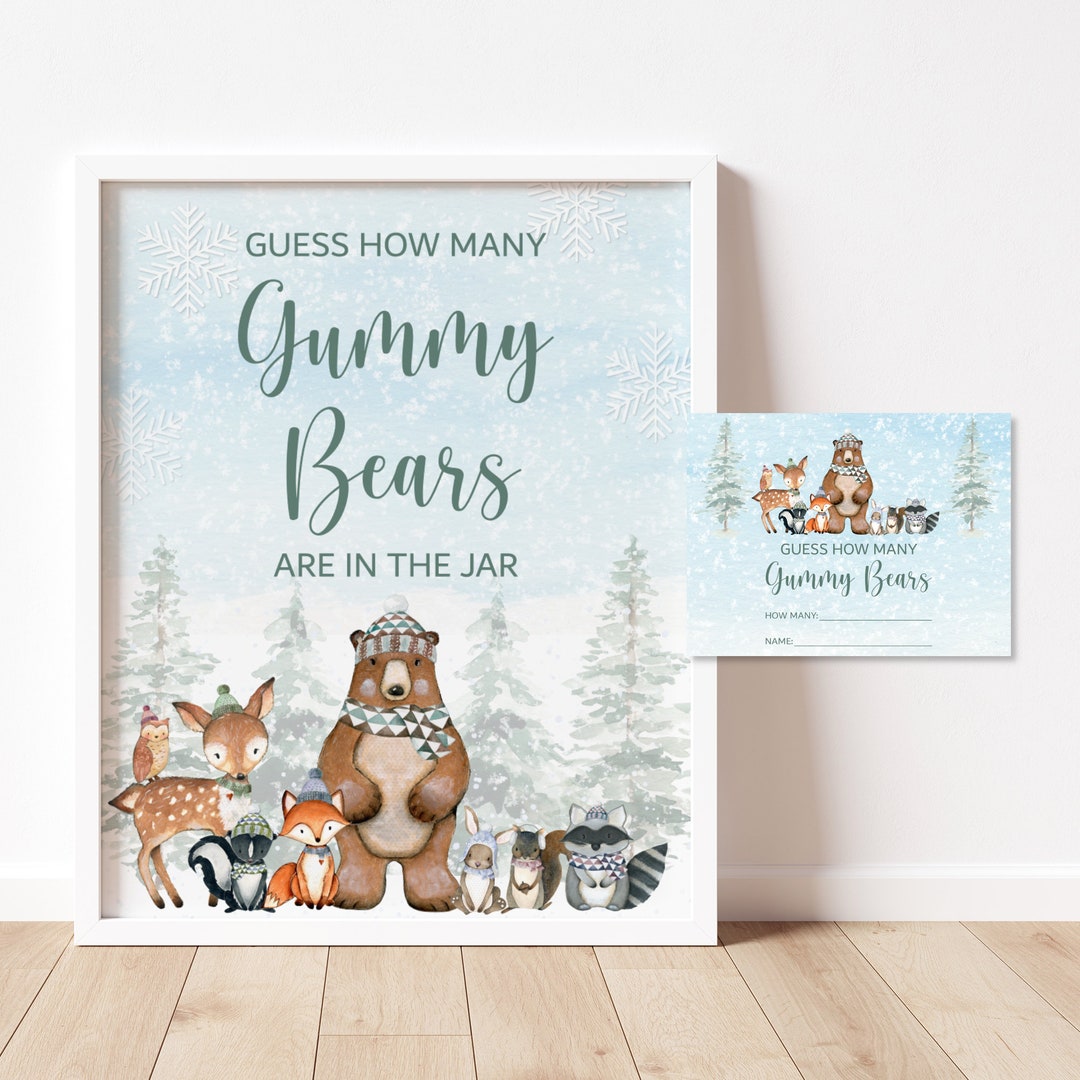 Guess How Many Gummy Bears Game Winter Woodland Forest Animal Baby ...