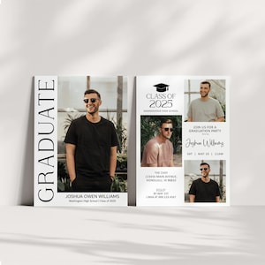 Modèle modifiable d'invitation pour l'obtention du diplôme de carte photo pour l'obtention du diplôme 2025 pour senior, Corjl 0143