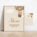 Advice For Parents Card Teddy Bear Baby Shower We Can Bearly Wait Baby Shower Hot Air Balloon Gender Neutral NOT Editable C14