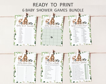 Woodland Baby Shower Games Printable Forest Animal Activities Instant Download NOT Editable 0120