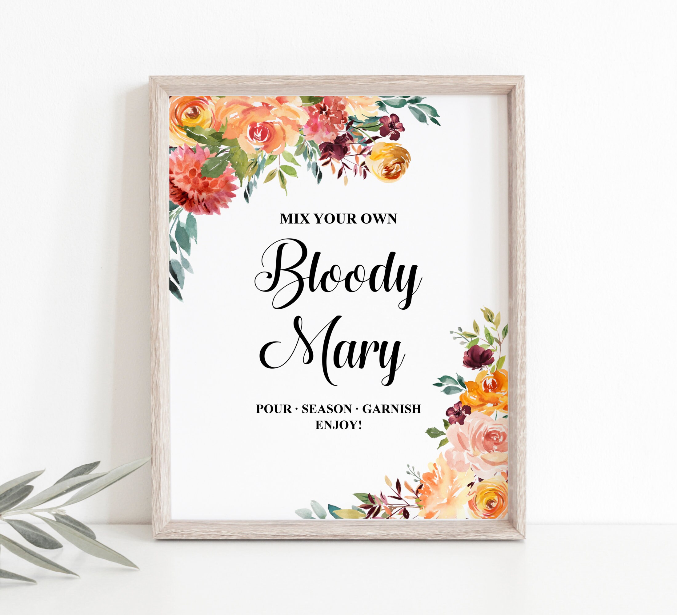 Bloody Mary Bar Sign Build Your Own Bloody Mary Fall Cocktail Etsy