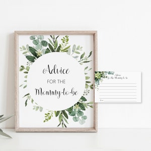 Groenadvies voor aanstaande mama kaart en bordje succulent babyshower salie groen eucalyptus groen babyshower afdrukbare niet bewerkbare C91