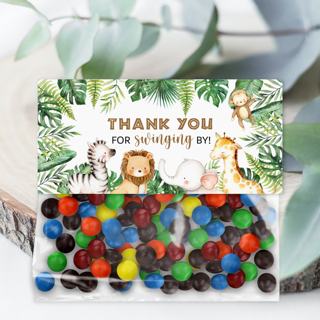 Treat Bag Toppers Safari Birthday Jungle Zoo Animals Wild One Birthday ...