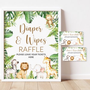 Windel-Babyparty-Spiel Jungle-Tiere Safari-Baby-Dusche-Spiel Printable NICHT bearbeitbar 0127