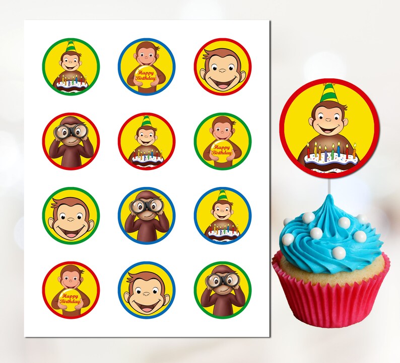Curious Cupcake Toppers Curious Party Printable Etsy