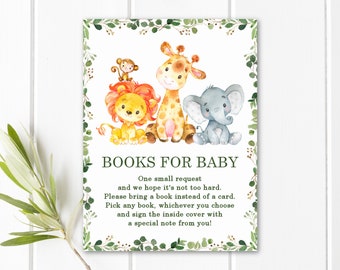 Książki dla Baby Jungle Baby Shower Safari Baby Shower Proszę przynieść książkę Włóż kartę Do druku NIE można edytować 0128