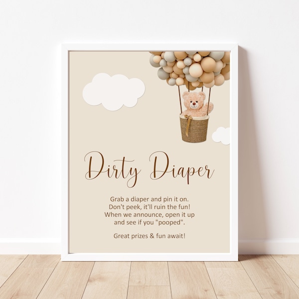 Bear Dirty Diaper Game Teddy Bear Baby Shower We Can Bearly Wait Baby Shower Game Printable Neutral Brown Bear NOT Editable C14