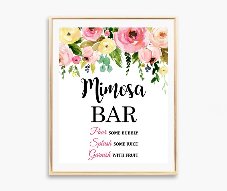 Mimosa Bar Sign Bridal Shower Decorations Mimosa Drinks Table Etsy