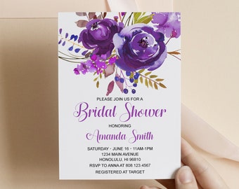 Purple Bridal Shower Invite Bridal Brunch Invitation Wedding Shower Invite Custom Printable File B71