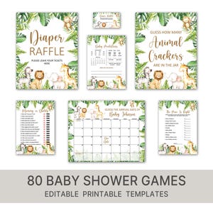 Guess Who Mama oder Papa Spiel Jungle Baby Shower Dschungeltiere Safari Baby Shower Game Printable Gender Neutral NICHT bearbeitbar 0127 Bild 5