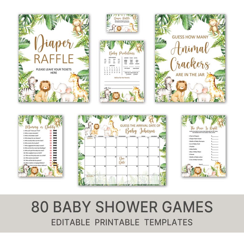 Guess Who Mama oder Papa Spiel Jungle Baby Shower Dschungeltiere Safari Baby Shower Game Printable Gender Neutral NICHT bearbeitbar 0127 Bild 5