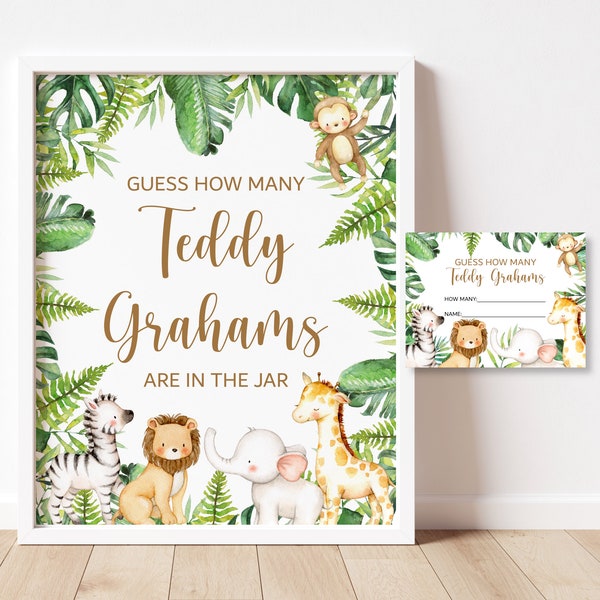 Guess How Many Teddy Bear Crackers Game Jungle Baby Shower Safari Baby Shower Game Printable NOT Editable A95 C94