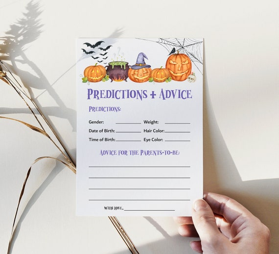 Halloween Baby Predictions and Advice Cards Halloween Baby Shower Game Spooky Witch Baby Shower Games Printable Instant Download C9 Il_570xn