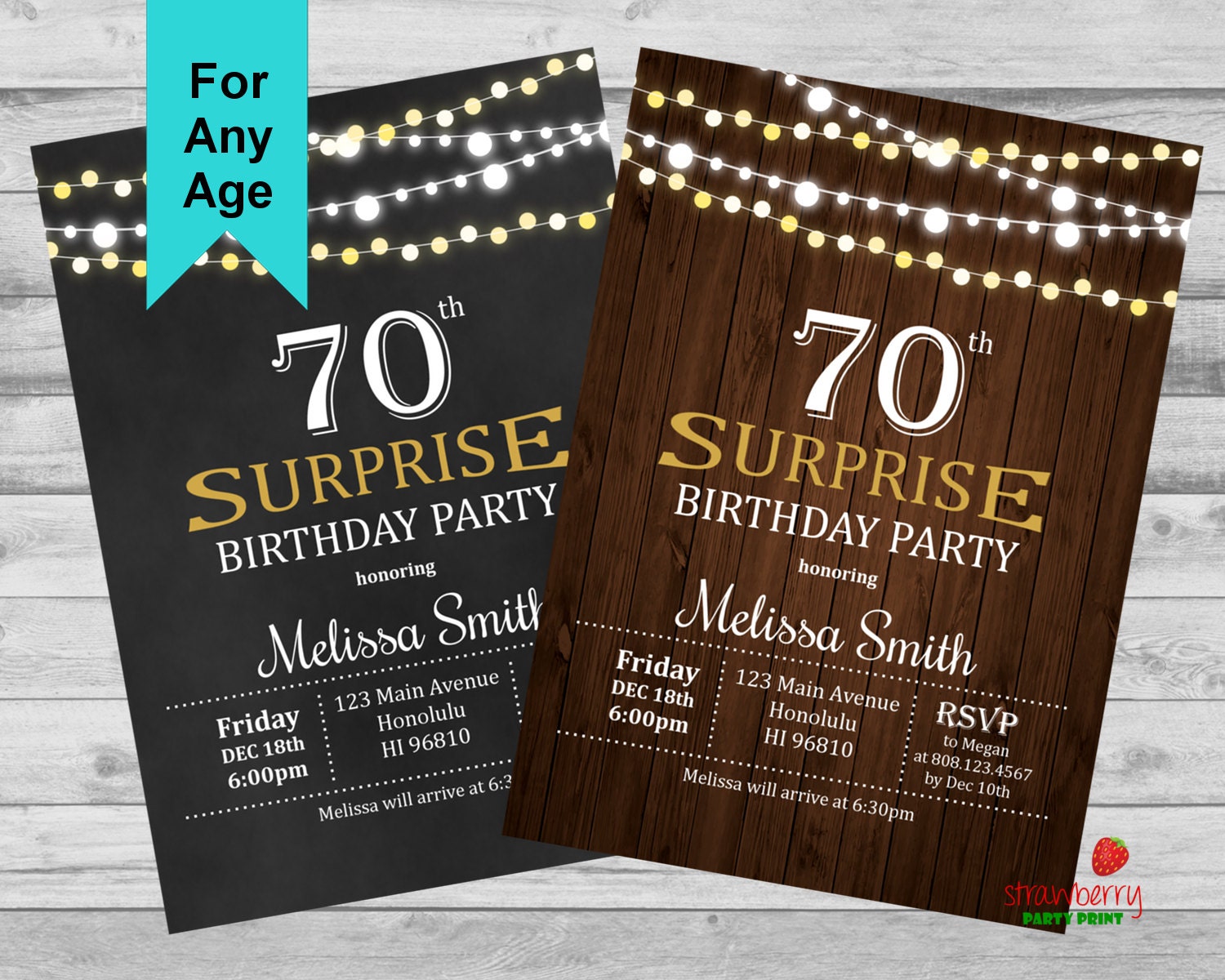 70th Birthday Invitation Surprise Birthday Invitation for Etsy