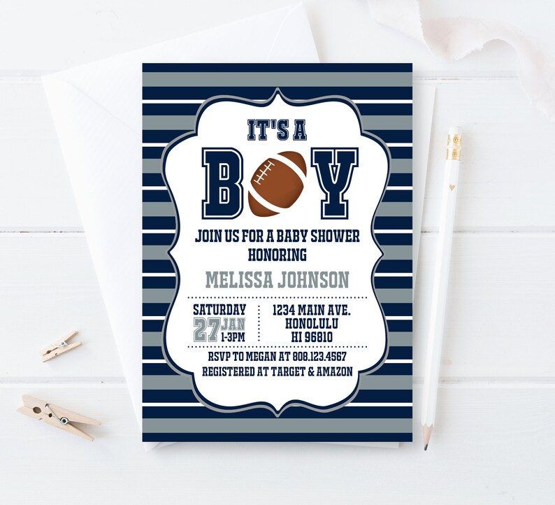 Football Baby Shower Invitation NFL Baby Shower Invitation Boy Etsy
