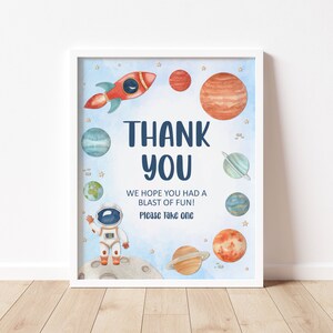 Bedankt teken ruimte themafeest ruimte verjaardag Galaxy verjaardag astronaut partij decor afdrukbare niet bewerkbare A13 C13