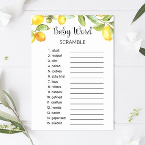 Citrus Baby Shower Games Bundle, Lemon Baby Shower Game Printable 0140 image 7