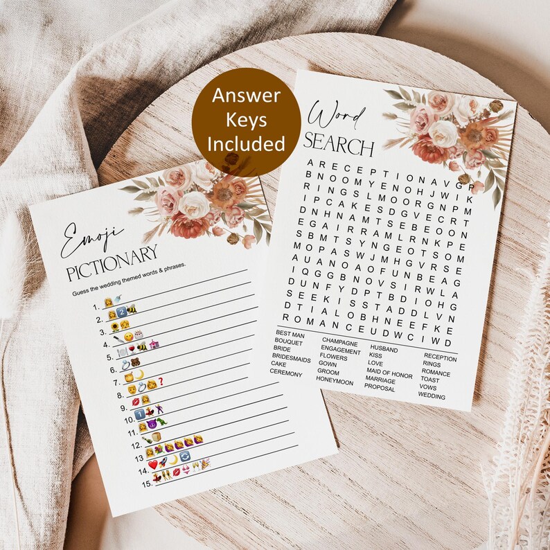 Editable Fall Bridal Shower Games Bundle Boho Bridal Shower Floral Bridal Games Pack Printable Corjl 0131 image 8