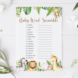 Baby Word Scramble Game Jungle Baby Shower Word Scramble Game Jungle Animals Safari Baby Shower Game Printable NOT Editable 0127