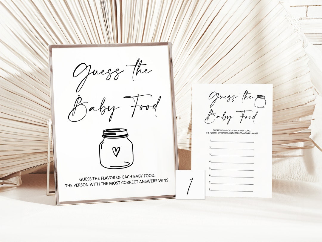 Editable Guess the Baby Food Game Minimalist Modern Baby Shower Game ...