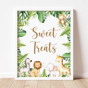 Sweet Treats Sign Jungle Baby Shower Jungle Birthday Jungle Animals Safari Animals Desserts Table Sign Printable NOT Editable A95 C94