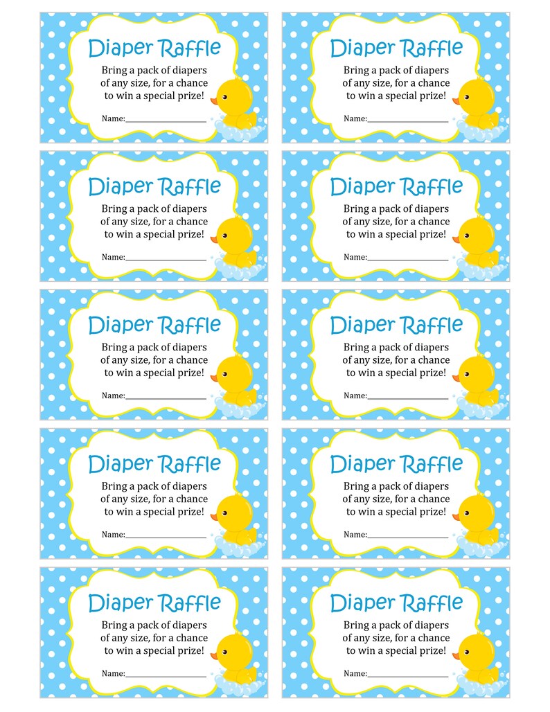 rubber duck diaper raffle tickets little ducky baby shower
