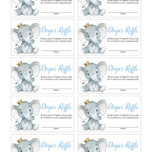 Elephant Baby Shower Diaper Raffle Tickets Printable Boy Elephant Baby ...